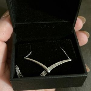Silver Necklace with Diamond Accents